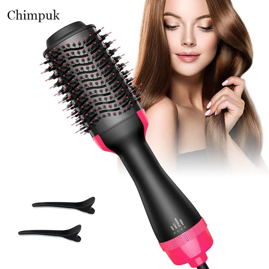 2-in-1 Hair Dryer Hot Air Brush: Combines hair straightener and curler. Electric ion blow dryer brush